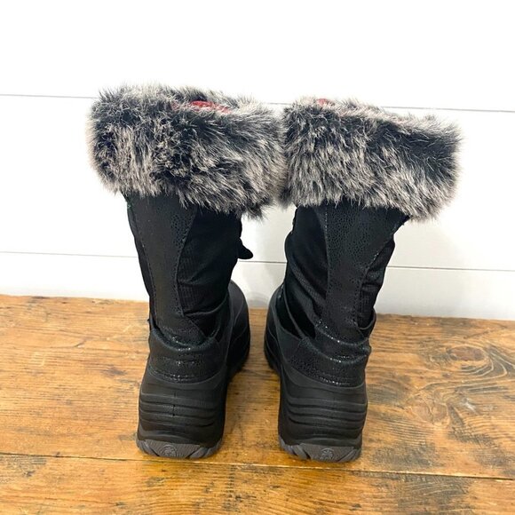Kamik Powdery 3 Black Faux Fur Trimmed Winter Snow Boots, Size Big Kids Size 5 - Picture 6 of 7